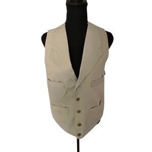 Scully Notched Lapel Canvas Duckins Vest In Sand